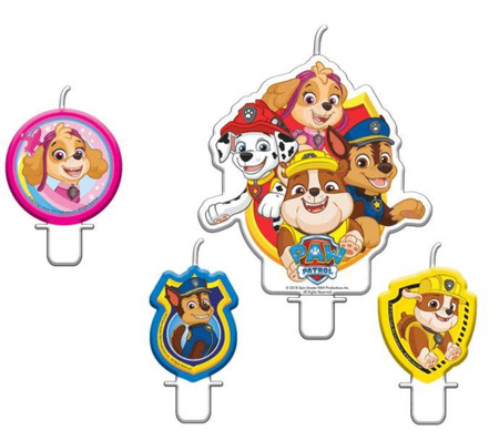 Świeczki urodzinowe pikery Psi Patrol zestaw 4 szt.