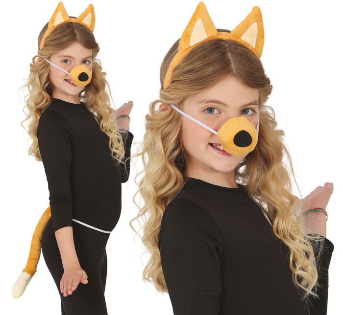 Zestaw piesek brązowy Bingo opaska, ogon i nosek