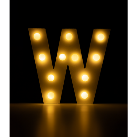 Świecąca Litera LED "W" Light Letter, drewniana biała 17x17 cm