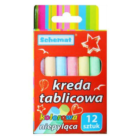 Kreda kolorowa 12 sztuk okrągła chodnikowa tablicowa