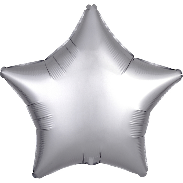 Gwiazdka satynowa balon foliowy 19 cali/ 48 cm srebrny