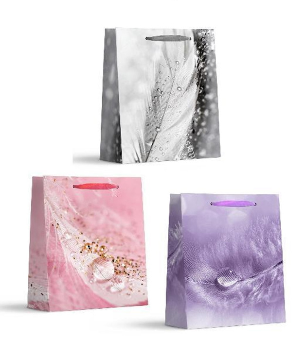 Torebka prezentowa Piórka 12x6x4 cm kolory do wyboru