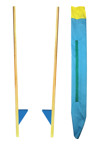 Szczudła drewniane cyrkowe małe NIEBIESKIE 140 cm dla dzieci