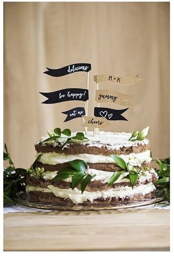 Pikery toppery Flagietki z napisami dekoracje muffinek tortu 7 szt