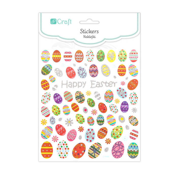 Naklejki kolorowe pisanki Wielkanocne 80 szt.