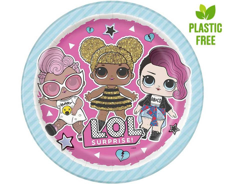 Talerzyki papierowe LOL Surprise okrągłe 23 cm 8 szt.