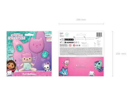 Balon foliowy Koci Domek Gabi Tekturzątko z kotkiem, 43x46 cm i 35x37 cm