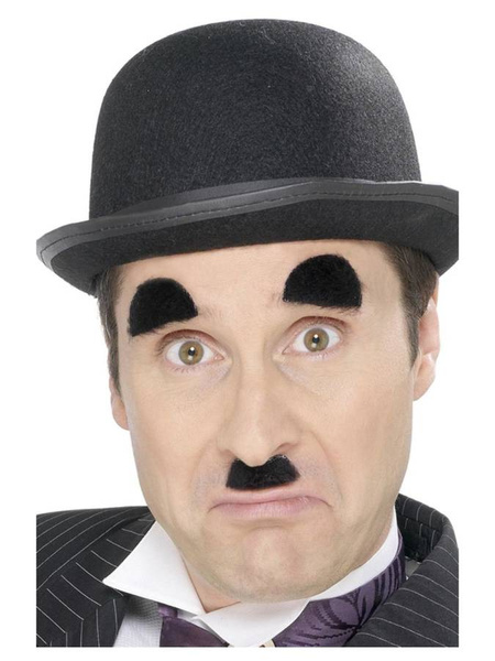 Wąsy samoprzylepne i brwi Zestaw Chaplin lata 20. czarne