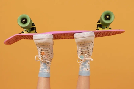 Skarpetki niebieskie w stokrotki dziecięce rozmiar 31-34