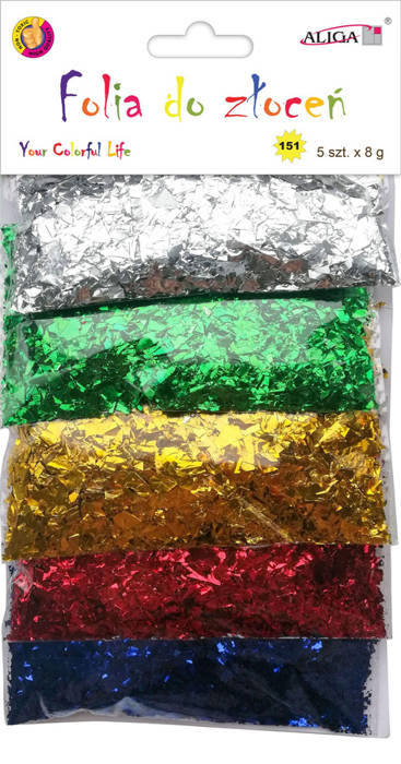 FOLIA płatki do złoceń DEKORACYJNE mix kolorów 5 x 8g