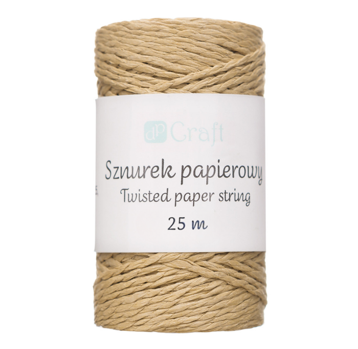 Sznurek papierowy z drucikiem kraftowy beżowy 25 M