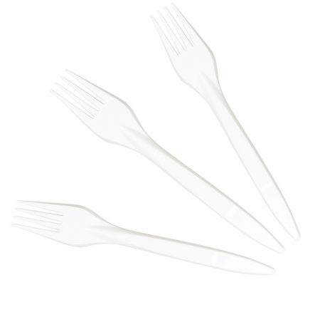 Widelce wielorazowe białe, z tworzywa sztucznego 18 cm zestaw 8 sztuk