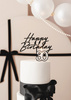 Topper na tort urodzinowy akrylowy Happy Birthday czarny 16x18 cm