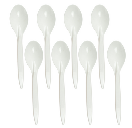 Łyżki wielorazowe białe, z tworzywa sztucznego 18 cm zestaw 8 sztuk