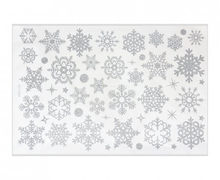 Naklejki na szybę samoprzylepne Śnieżynki brokatowe srebrne mix
