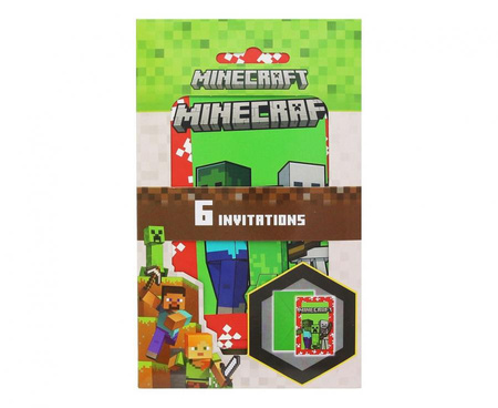 Zaproszenie Minecraft na urodziny 6 szt.