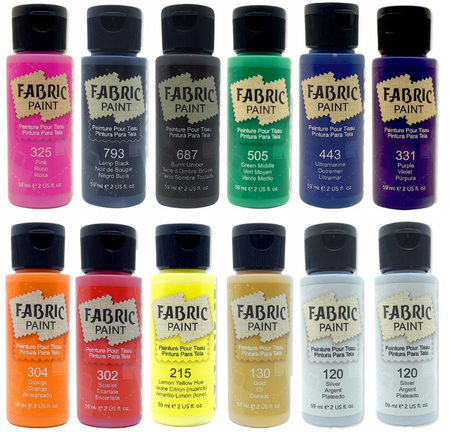 Zestaw farb do tkanin jasnych i ciemnych 12x59 ml