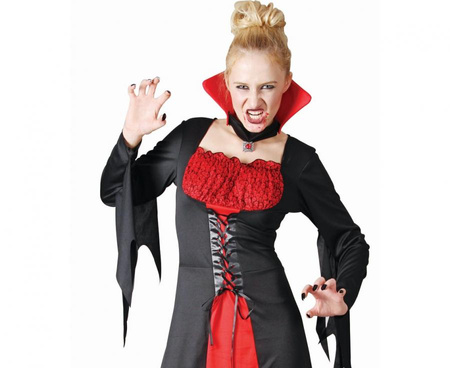 Wampirzyca czerwono czarna sukienka i kołnierz