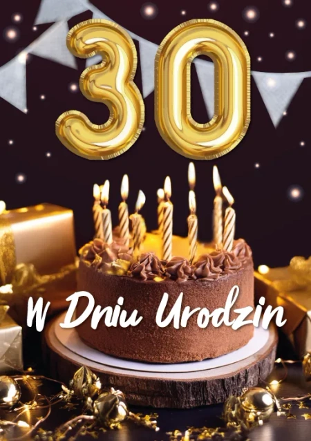 Kartka urodzinowa 30- ste urodziny trójwymiarowa 3D 1 szt.