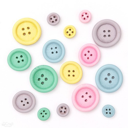 Guziki drewniane MIX 30 szt PASTELOWE