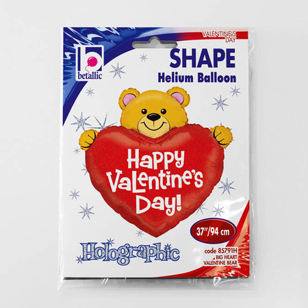 Balon foliowy serce z misiem Happy Valentines Day 37 cali