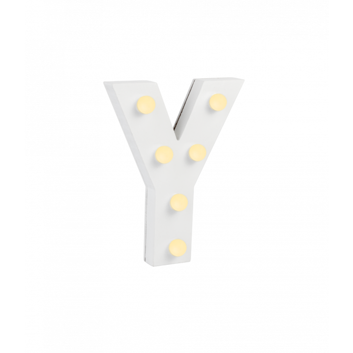 Świecąca Litera LED "Y" Light Letter, drewniana biała 17x12 cm