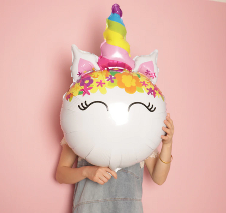 Jednorożec kolorowy balon foliowy okrągły 86x53 cm