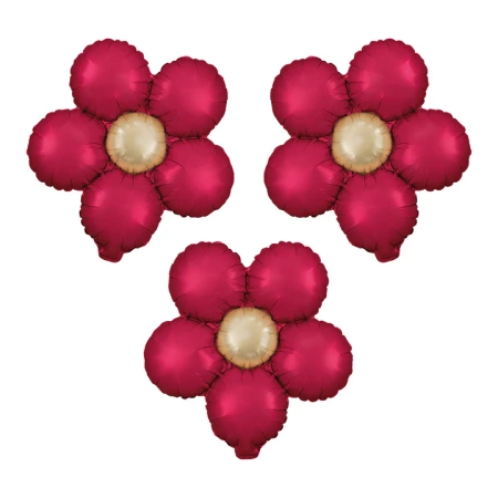 Balon foliowy Kwiat czerwony matowy do girland 45 cm 3 szt.