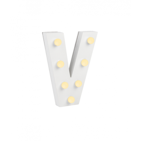 Świecąca Litera LED "V" Light Letter, drewniana biała 17x12 cm