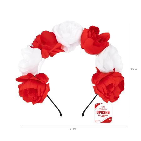 Opaska z kwiatami Wianek kibica biało-czerwony Polska