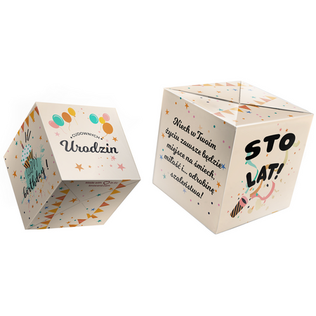 Kartka urodzinowa wybuchająca konfetti - Happy Birthday balony