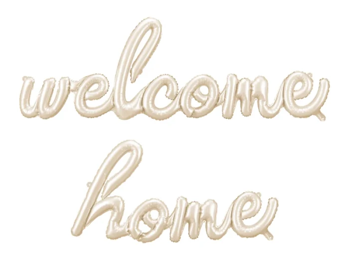 Balon foliowy napis Welcome Home, 335x71 cm, cappuccino