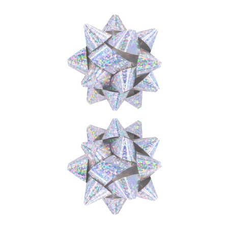 Kokarda prezentowa rozeta holograficzna srebrna 7,6 cm 2 szt.