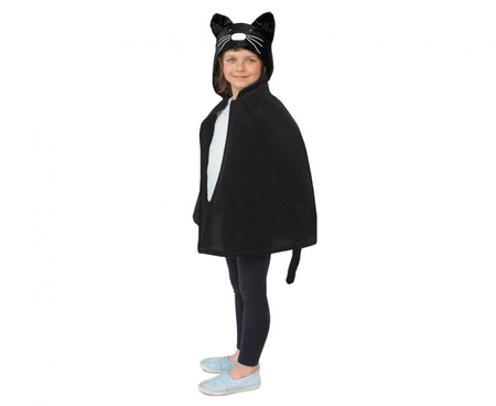 Peleryna z kapturem i ogonem CZARNY KOT