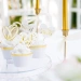 Pikkery Toppery Ślub  Wesele biało- złote 12 szt.