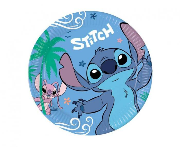 Talerzyki papierowe okrągłe Stitch 23cm 8 szt.