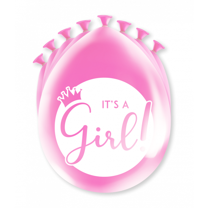 Balony lateksowe It's a girl, dziewczynka różowe 30 cm 8 szt.