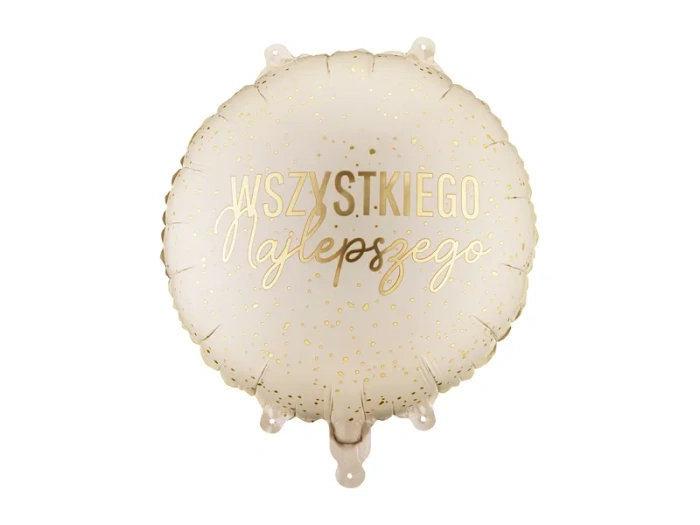 Balon foliowy okrągły Wszystkiego Najlepszego beżowy 18 cali