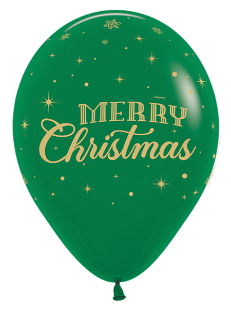 Balon gumowy świąteczny Merry Christmas ze śnieżynkami Sempertex 12 cali 1 szt.