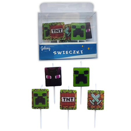 Świeczki urodzinowe pikery Minecraft 3 cm 5 szt.
