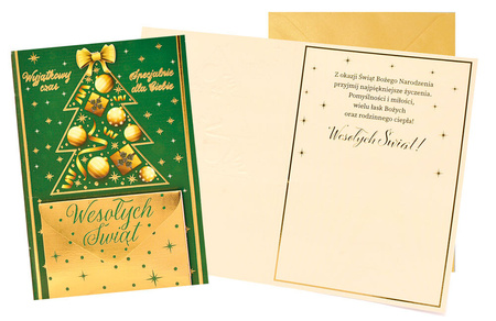 Kartka okolicznościowa Karnet świąteczny zielony z kopertą