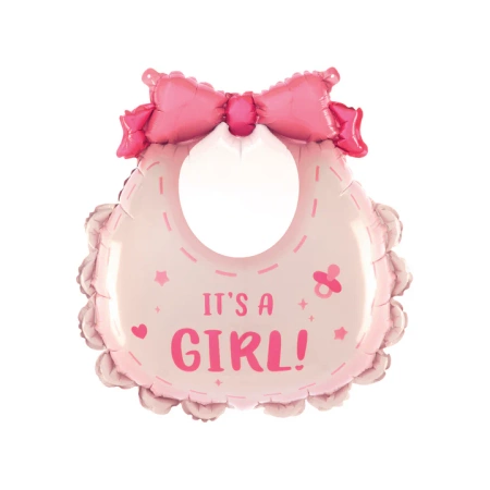 Balon foliowy Śliniak It's a girl Babyshowerb różowy 53x62cm