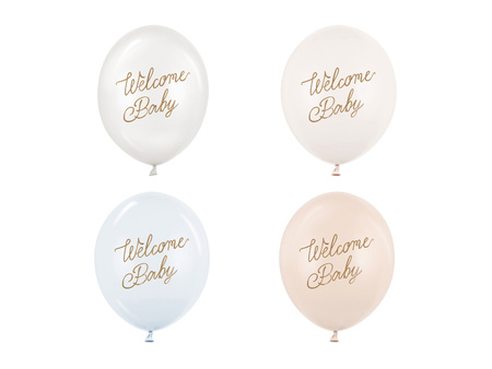 Balon lateksowy pastelowy Welcome Baby 1 sztuka 12 cali 30 cm niebieski mix