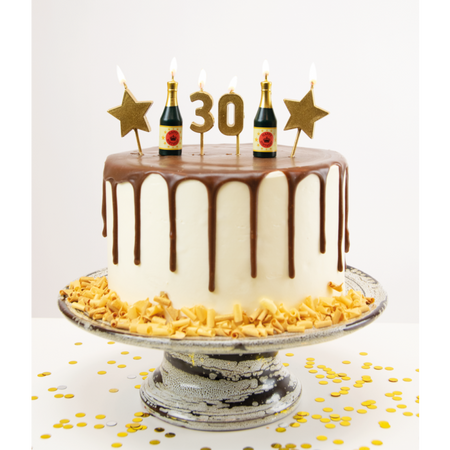 Zestaw świeczek na tort 30 urodziny złote 6 szt.