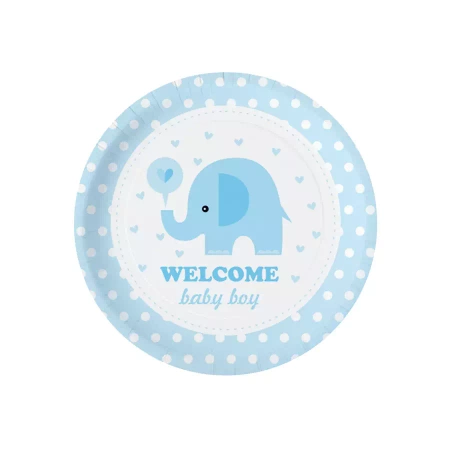 Talerzyki na BABY SHOWER 18 cm SŁONIK