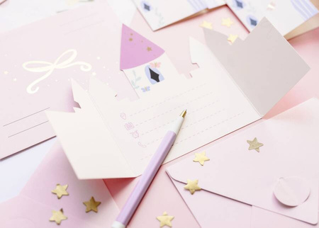 Zaproszenie Zamek księżniczki 6szt + koperty