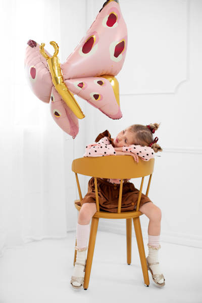 Motyl różowy balon foliowy 120x87 cm