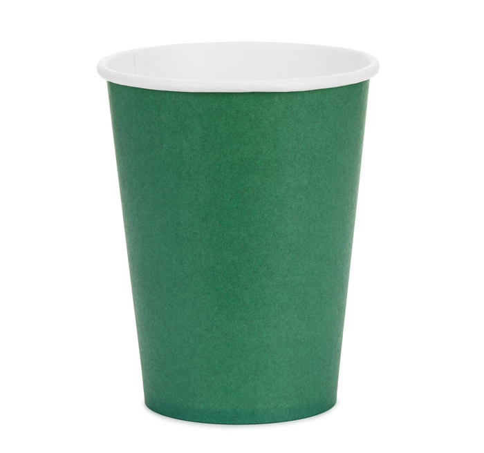 Kubeczki papierowe jednokolorowe ciemny zielony 250ml 6 szt. PartyDeco