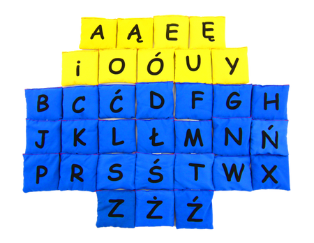 Woreczki gimnastyczne Akson Kolorowy Alfabet Zestaw Samogłoski i Spółgłoski