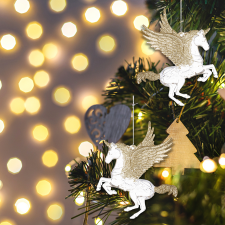 Zawieszki na choinkę bombki jednorożec złoty 2 szt.